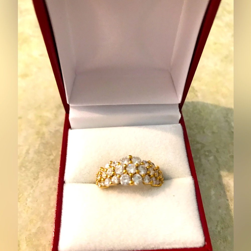 Diamonique Floral Band Ring